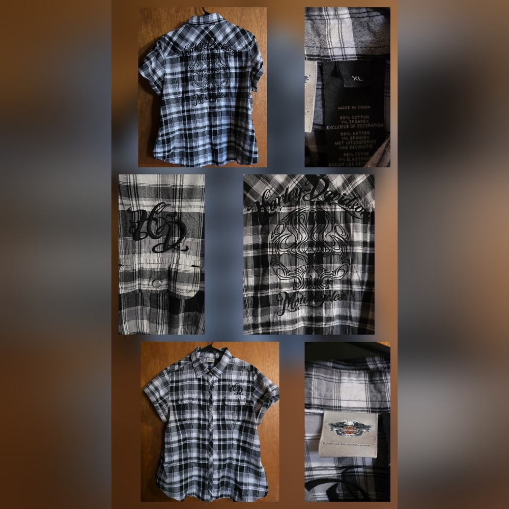 Harley-Davidson Black Plaid Women''s Shirt